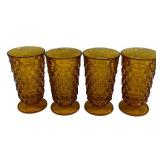4 Amber Whitehall Tumblers 6"
