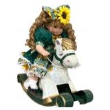Porcelain Doll Riding Rocking Horse