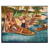 Fisherman oil on canvas signed B Nicholas