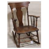 Vintage mahogany spindle carved rocking chair