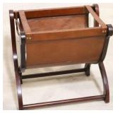 Folding magazine rack with leather