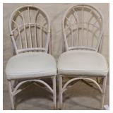 Pair of white painted bamboo chairs