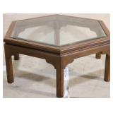 Glass top coffee table, hexagonal shape