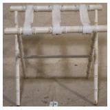 White folding bamboo luggage rack