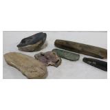 Group of 2 fossils, gemstones & stone tools