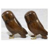 Wooden owls with brass feet