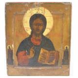 Vintage religious icon on wood