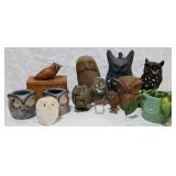 Group of colletible owl figurines