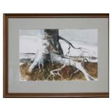 Artist signed watercolor of tree