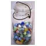 Ball mason jar with marbles