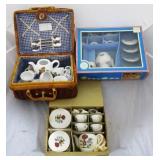 box lot of childs tea sets