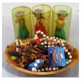 Box lot of Hula Girls and Misc Items