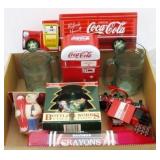 box lot of coca-cola items