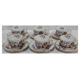 6 New England "Fresian" Cups and Saucers