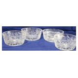 4 pcs Cut glass bowls