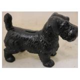 Black dog cast iron bank