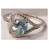 Baby swiss blue topaz sterling silver ring sz 7