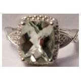Green amethyrst sterling silver ring sz 7