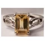 Yellow topaz sterling silver ring sz 7