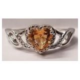 Citrine sterling silver ring sz 7