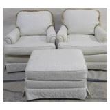 Pair of chairs and ottoman