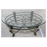 Metal coffee table with glass top