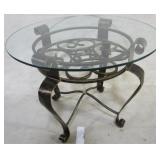 Metal side table with glass top