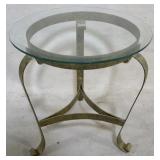 Metal end table with glass top
