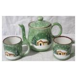 Tea pot and mugs