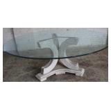 Glass top concrete bottom table