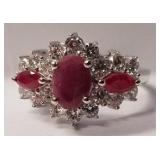 Ruby sterling silver ring sz 6