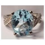 Baby blue topaz sterling silver ring sz 6