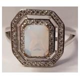 Opal sterling silver ring sz 8