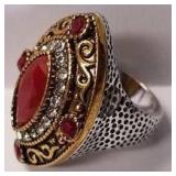German Silver Gemstone ring sz7