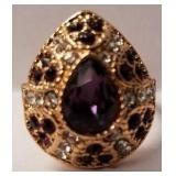 German Silver Amethyst ring sz 7