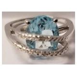 Baby swiss blue topaz Sterling ring sz 7