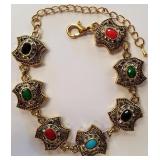 Gemstone German silver bracelet