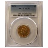 1878 PCGS VF30 $3 GOLD COIN