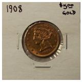 1908 $5 GOLD COIN