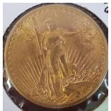 1908 $20 ST GAUDINS GOLD COIN