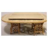 Ratan Table with 2 leaves by Lane