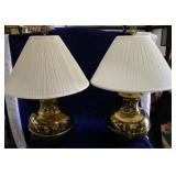 Pair of brass lamps