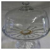 Glass cake stand with dome lid