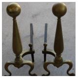 Set of brass andirons