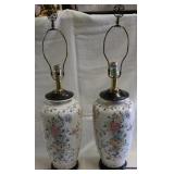 Pair of porcelain lamps no shades