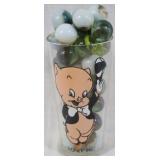 Porky Pig Pepsi Glass with Shooter Marbles