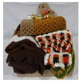 Box lot of assorted Knitted blankets, etc.