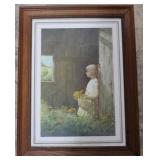 Framed Print Girl with Flower Basket