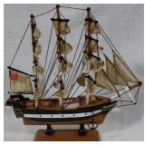 Wooden ship with American Flag