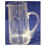 Etched glass pitcher